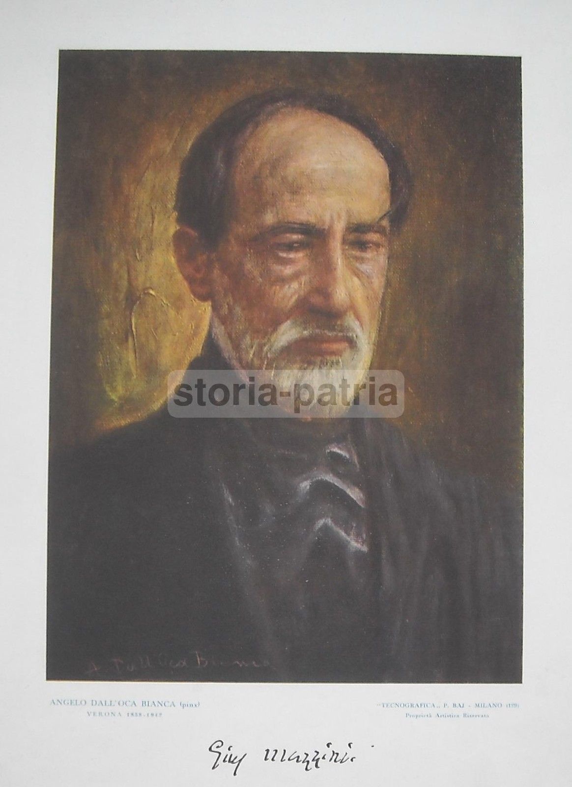Ritratto Di Giuseppe Mazzini Di Angelo Dall'Oca Bianca, Stampa Del Primo Novecento