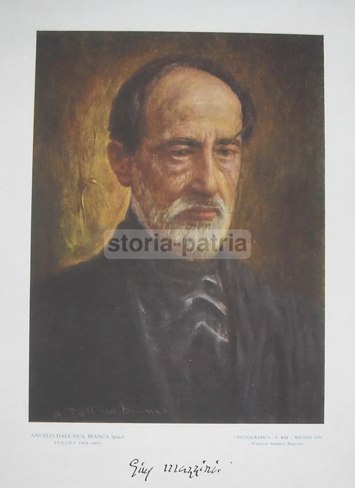 Portrait of Giuseppe Mazzini by Angelo Dall'Oca Bianca, Early 20th-Century Print
