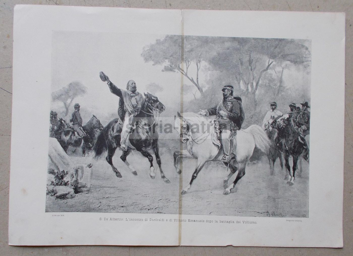 Incontro Tra Garibaldi E Vittorio Emanuele: Stampa Antica Del Risorgimento