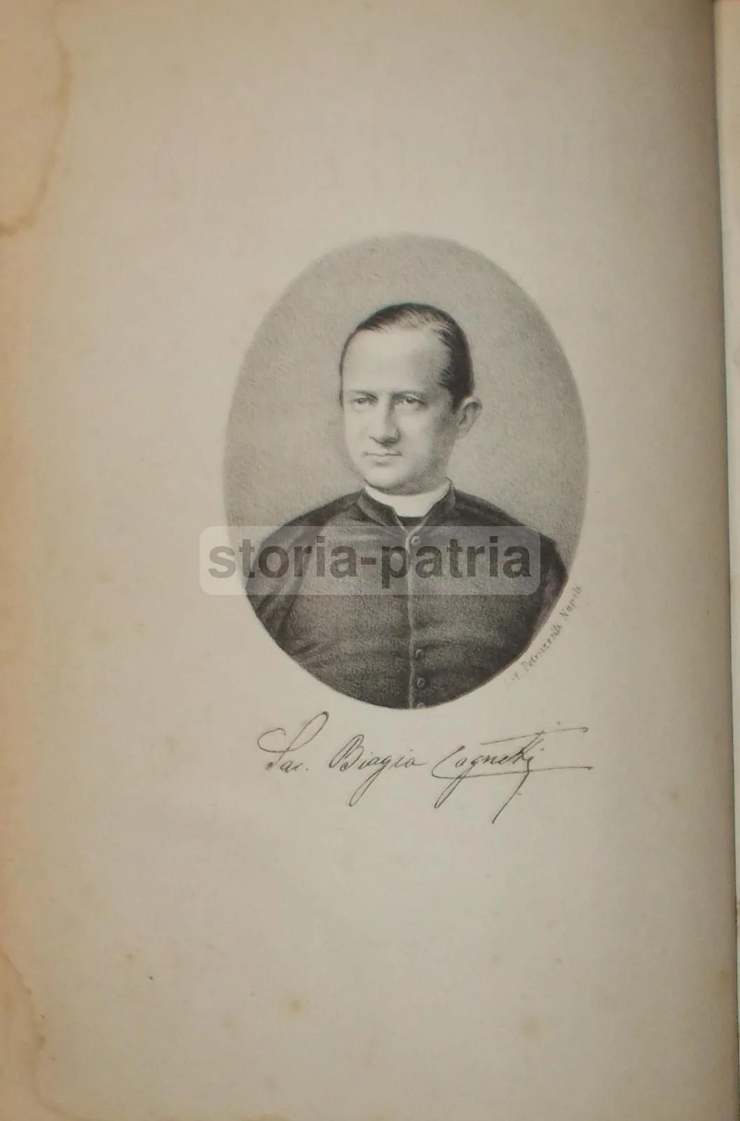 Portrait of Biagio Cognetti, Petruzzelli Lithograph, Naples, circa 1870