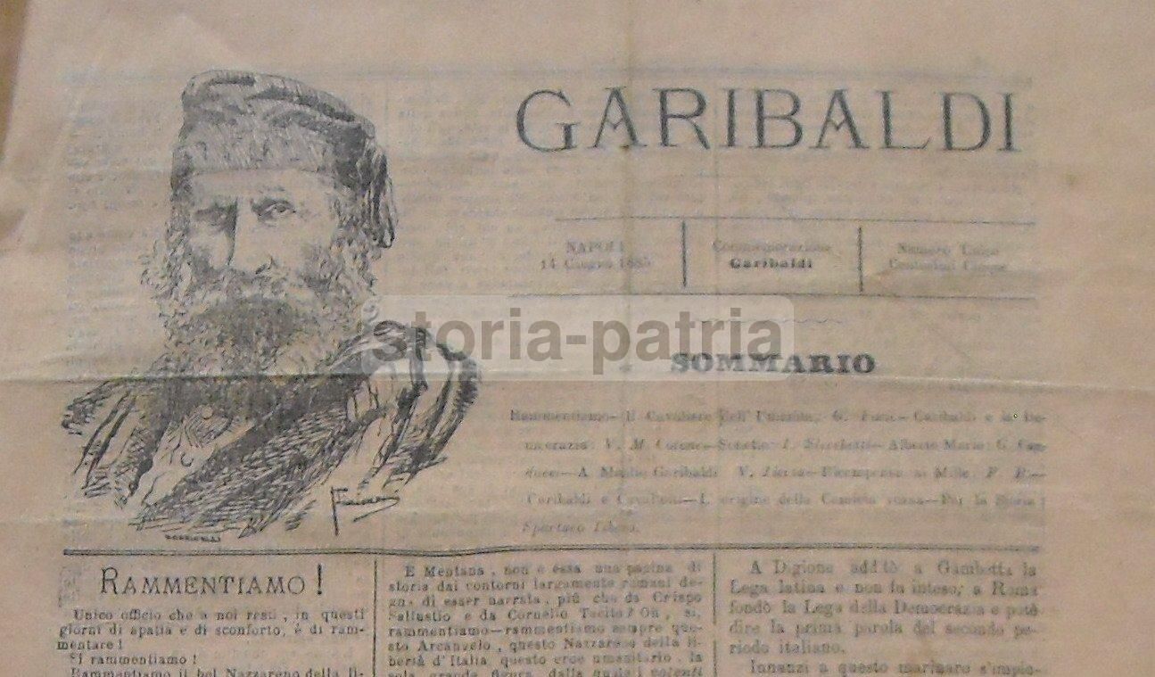 Commemorazione Garibaldi 1885 Napoli Numero Unico Camicia Rossa