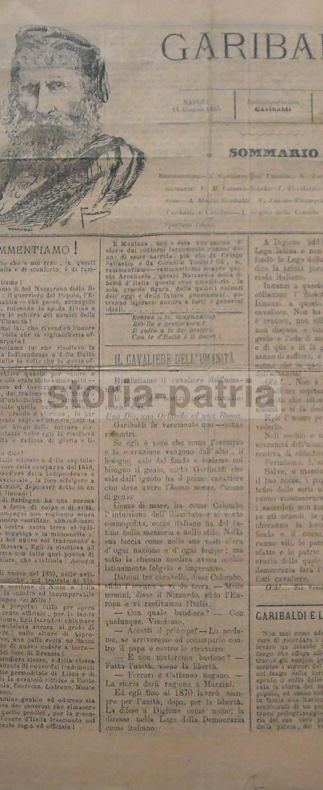 Commemorazione Garibaldi 1885 Napoli Numero Unico Camicia Rossa