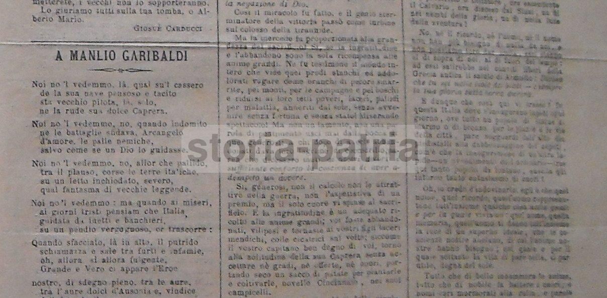 Commemorazione Garibaldi 1885 Napoli Numero Unico Camicia Rossa