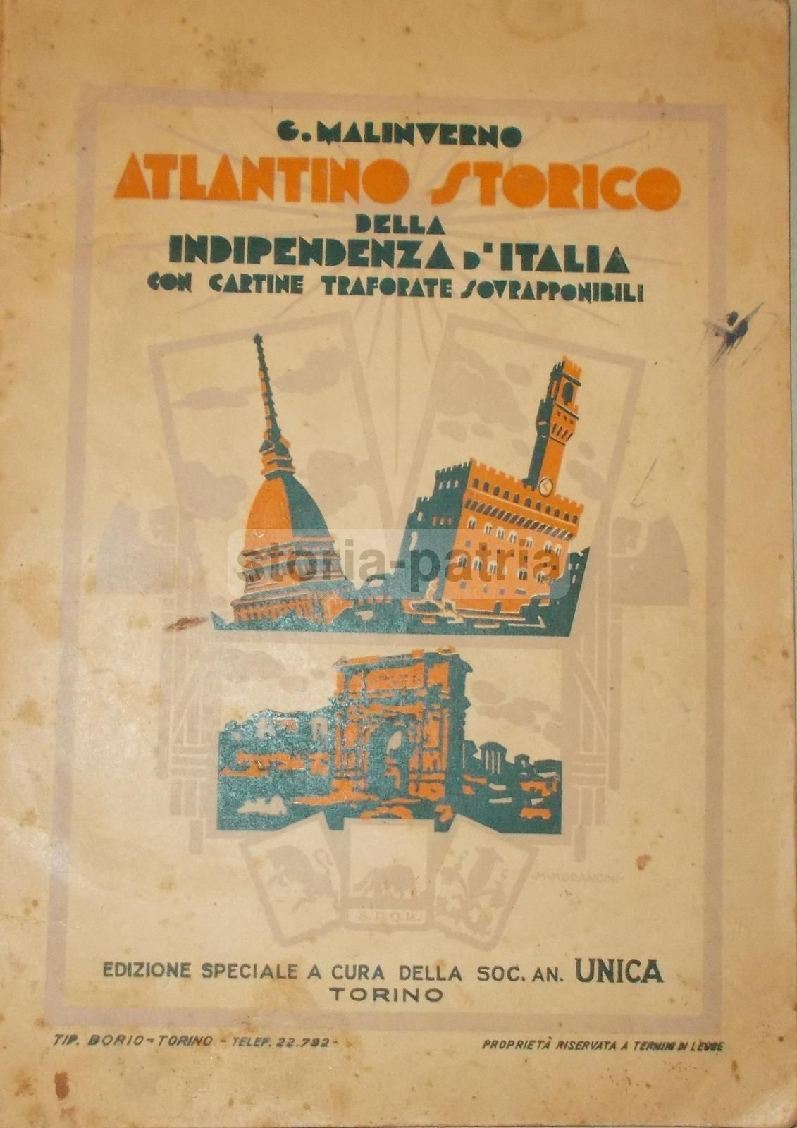 Atlantino Storico Dell'Indipendenza d'Italia, Malinverno, Unica 1930