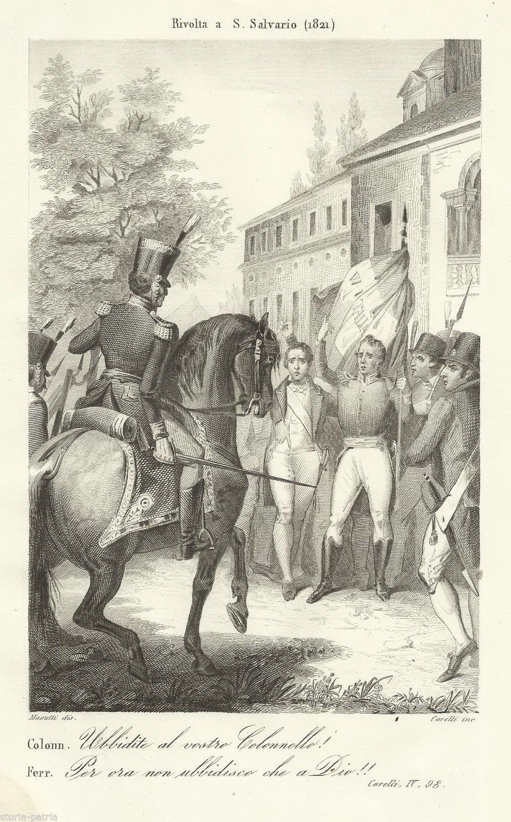 Stampa Antica Rivolta Di San Salvario, Torino 1821 Carelli