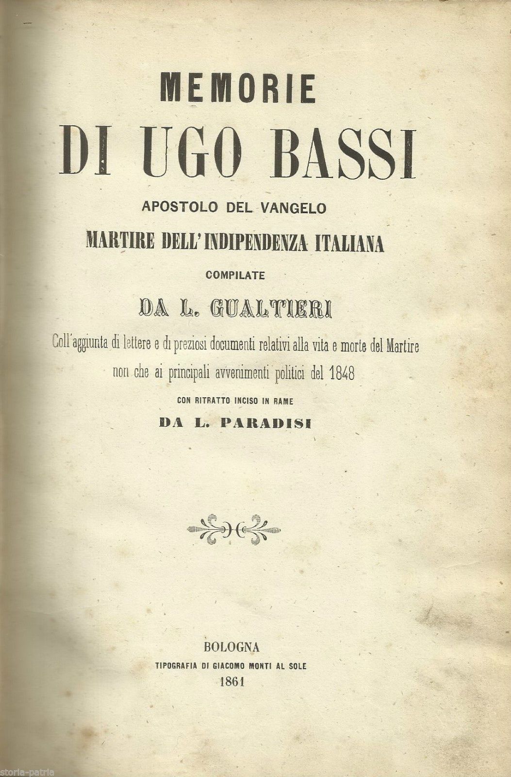 Memorie Di Ugo Bassi (1861)   L. Gualtieri   Risorgimento E Garibaldi