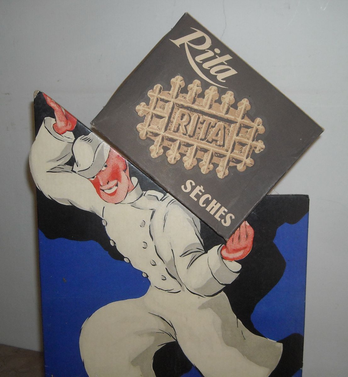 Insegna Pubblicitaria Vintage Rita Seches Pane Leon Dupix Anni 50