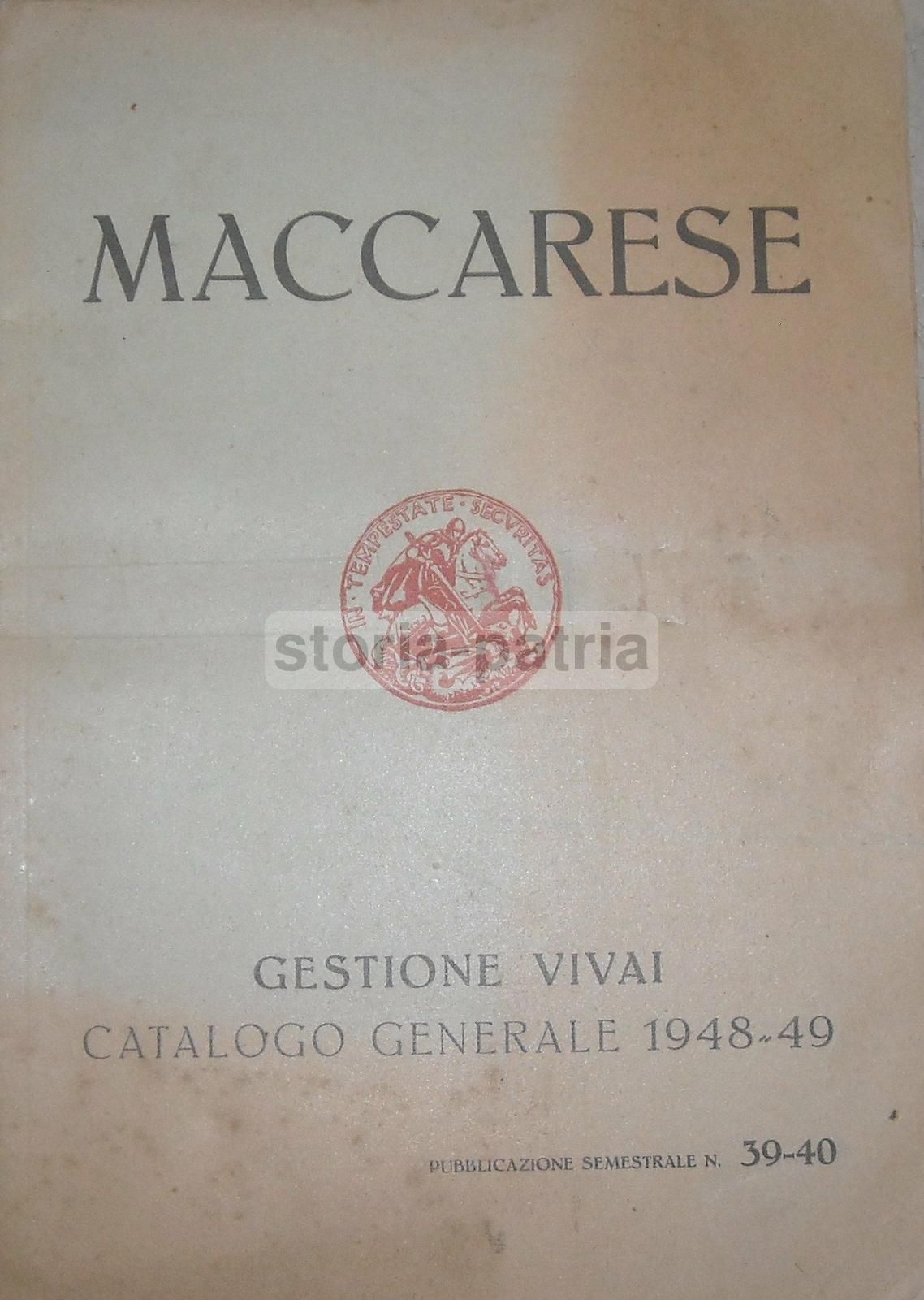 Catalogo Vivai Maccarese, Roma 1948 1949. Piante, Frutta E Viti