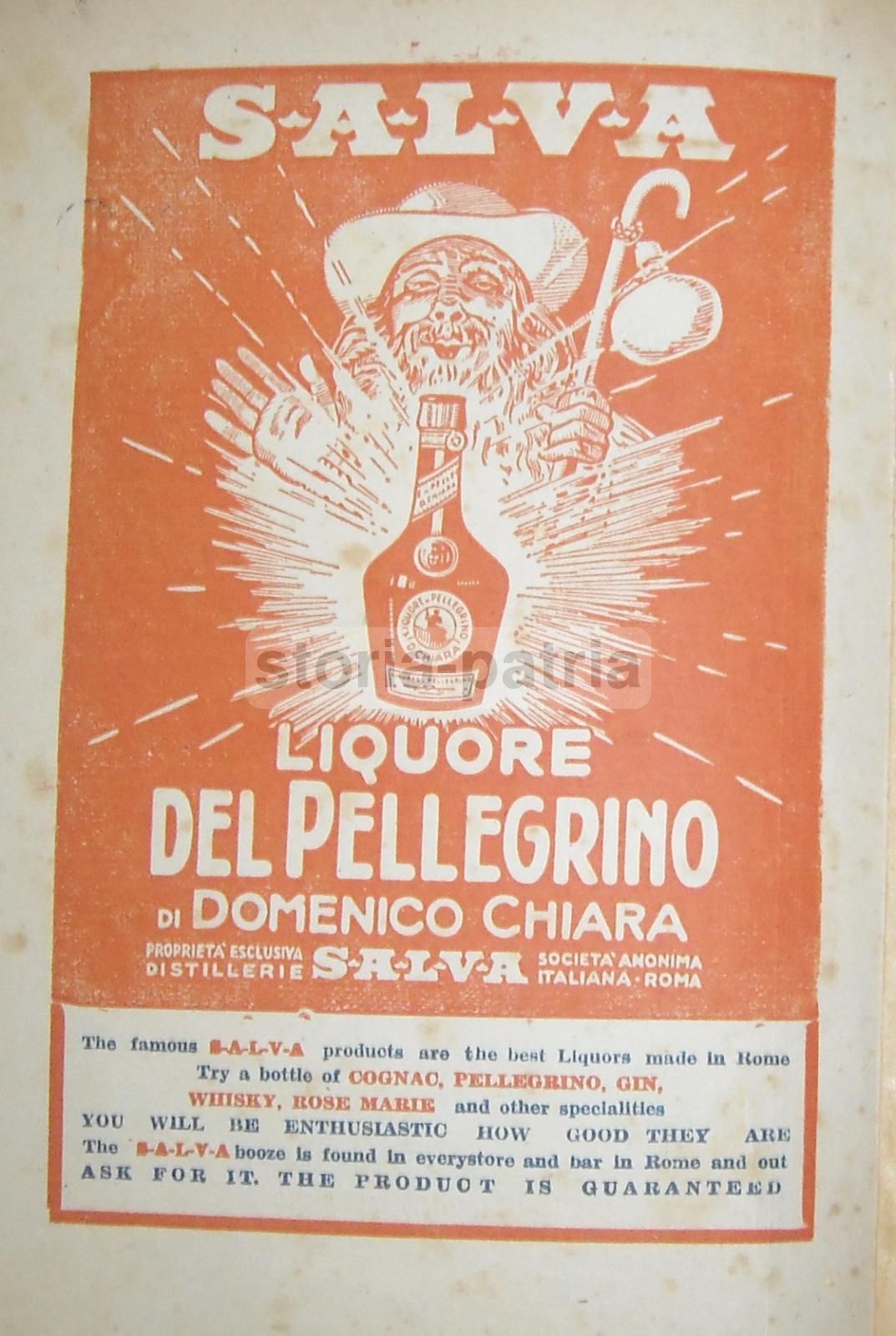Pubblicità Liquore Del Pellegrino, Domenico Chiara, Roma 1945