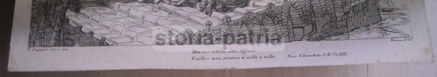 Veduta Di Roma Antica Con Visita Papale, Gaiassi, 1828, Incisione Originale