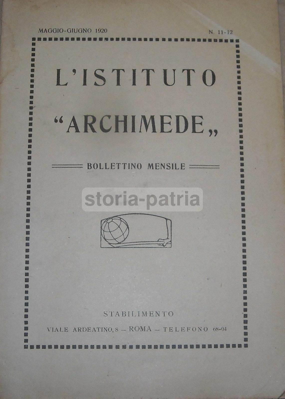 Bollettino Istituto Archimede, Roma 1920: Fisica, Righi, Corbino