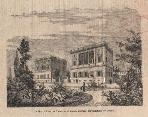 Palazzine Al Macao De Angelis Roma Incisione Xilografica 1880
