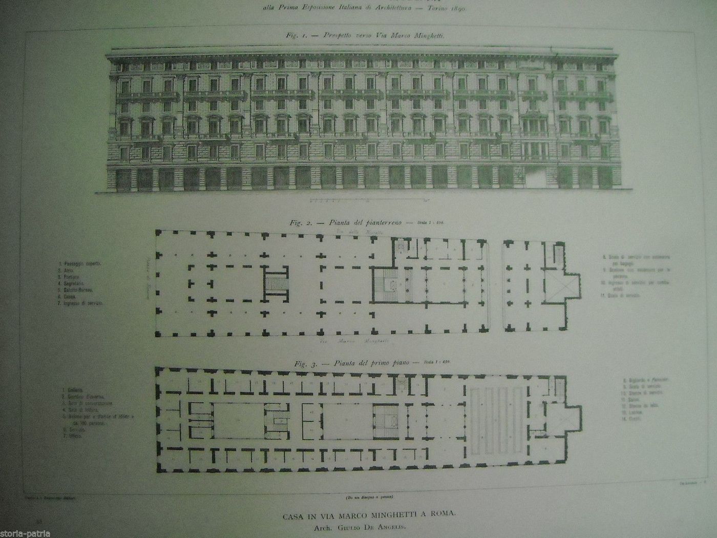 Palazzo Di Via Marco Minghetti, Roma, 1890. Progetto Dell'Architetto Giulio De Angelis. Fototipia