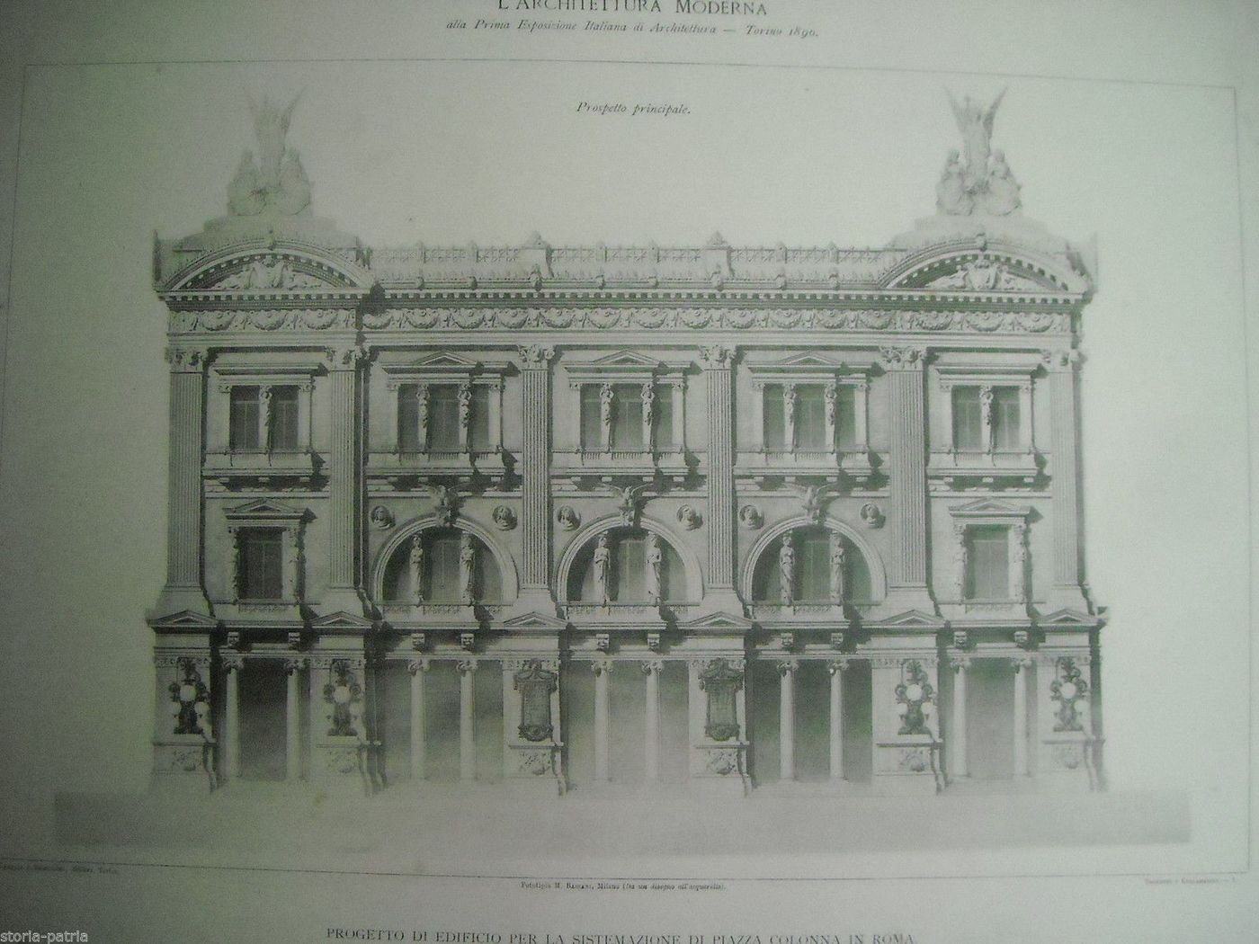 Piazza Colonna, Roma: Progetto Tognetti E Collamarini (1890), Fototipia