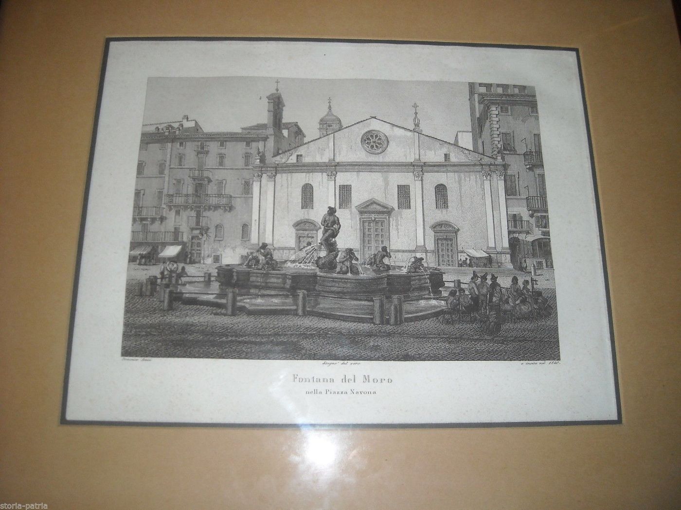 Fontana Del Moro Nella Piazza Navona, Incisione Di Domenico Amici, 1840