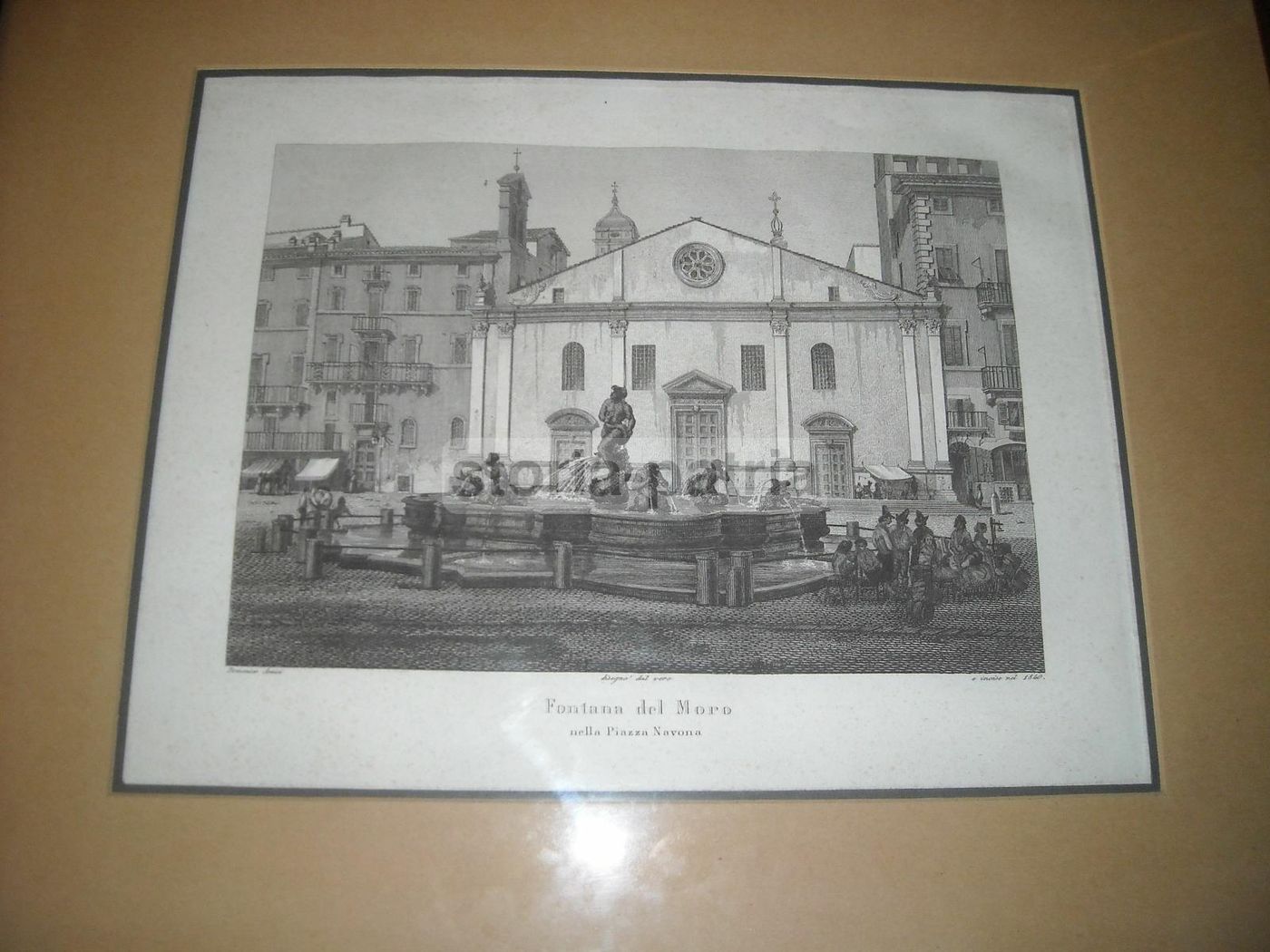 Fontana Del Moro Nella Piazza Navona, Incisione Di Domenico Amici, 1840