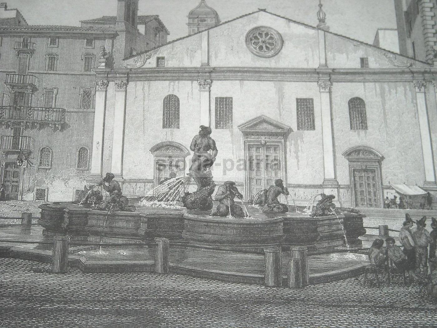 Fontana Del Moro Nella Piazza Navona, Incisione Di Domenico Amici, 1840