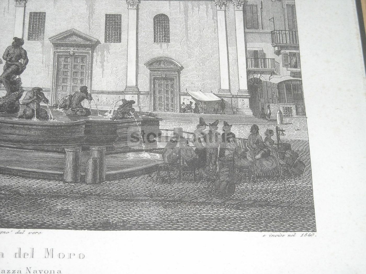 Fontana Del Moro Nella Piazza Navona, Incisione Di Domenico Amici, 1840