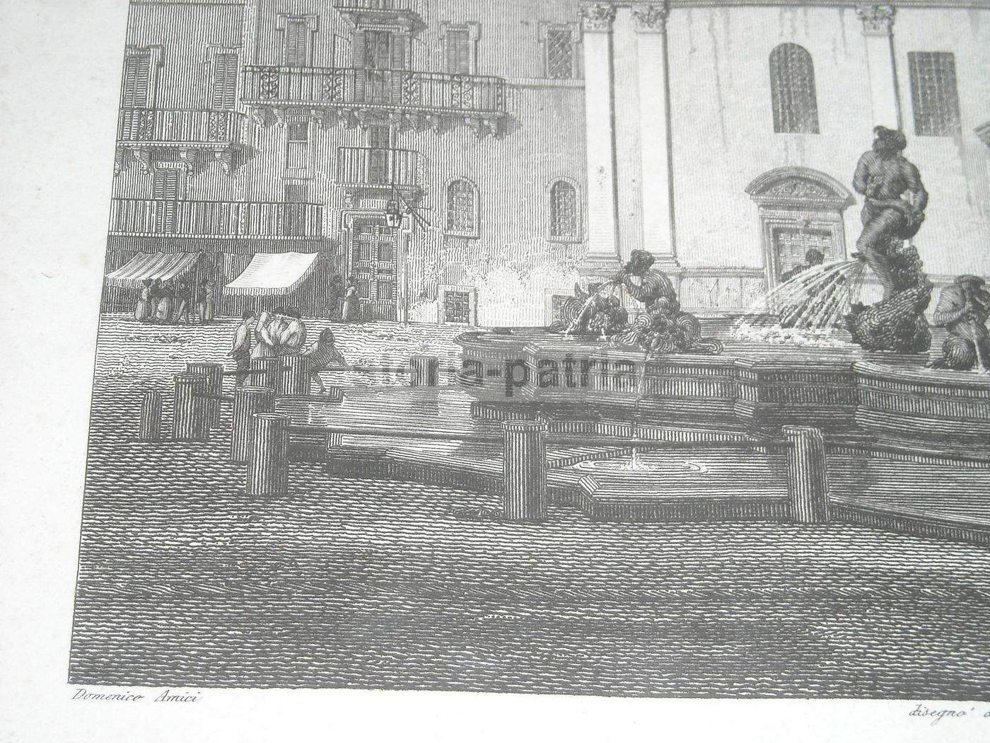 Fontana Del Moro Nella Piazza Navona, Incisione Di Domenico Amici, 1840
