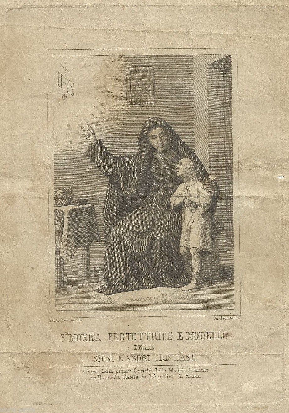 Stampa Di Santa Monica, Protettrice Delle Spose, Odoardo Persichini, Roma, XIX Secolo