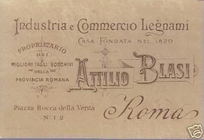 Biglietto Da Visita Attilio Blasi Commercio Legnami Roma Fine '800