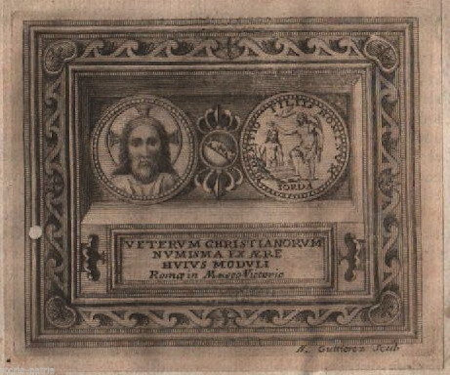 Incisione Antica Numismatica Cristiana Di Nicola Guttierez, XVIII Secolo