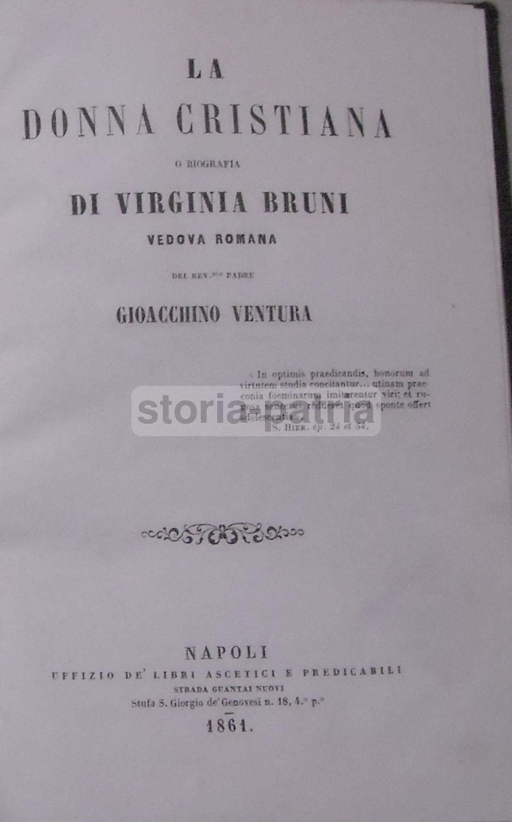 La Donna Cristiana: Biografia Di Virginia Bruni Vedova Romana (Ventura, 1861)
