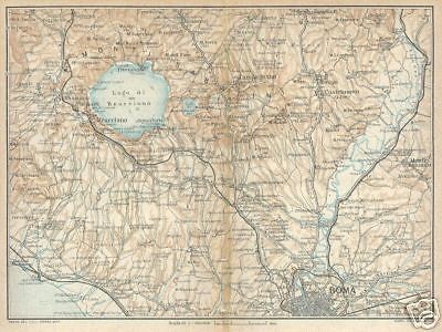 Mappa Antica Lago Di Bracciano E Dintorni, Roma, Lazio. Anni '20