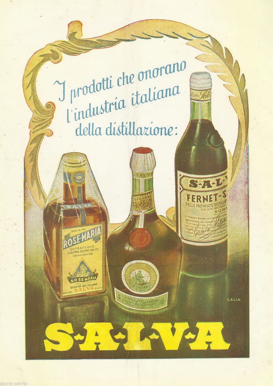 Stampa Pubblicitaria Distilleria Salva Roma Liquori Anni '50