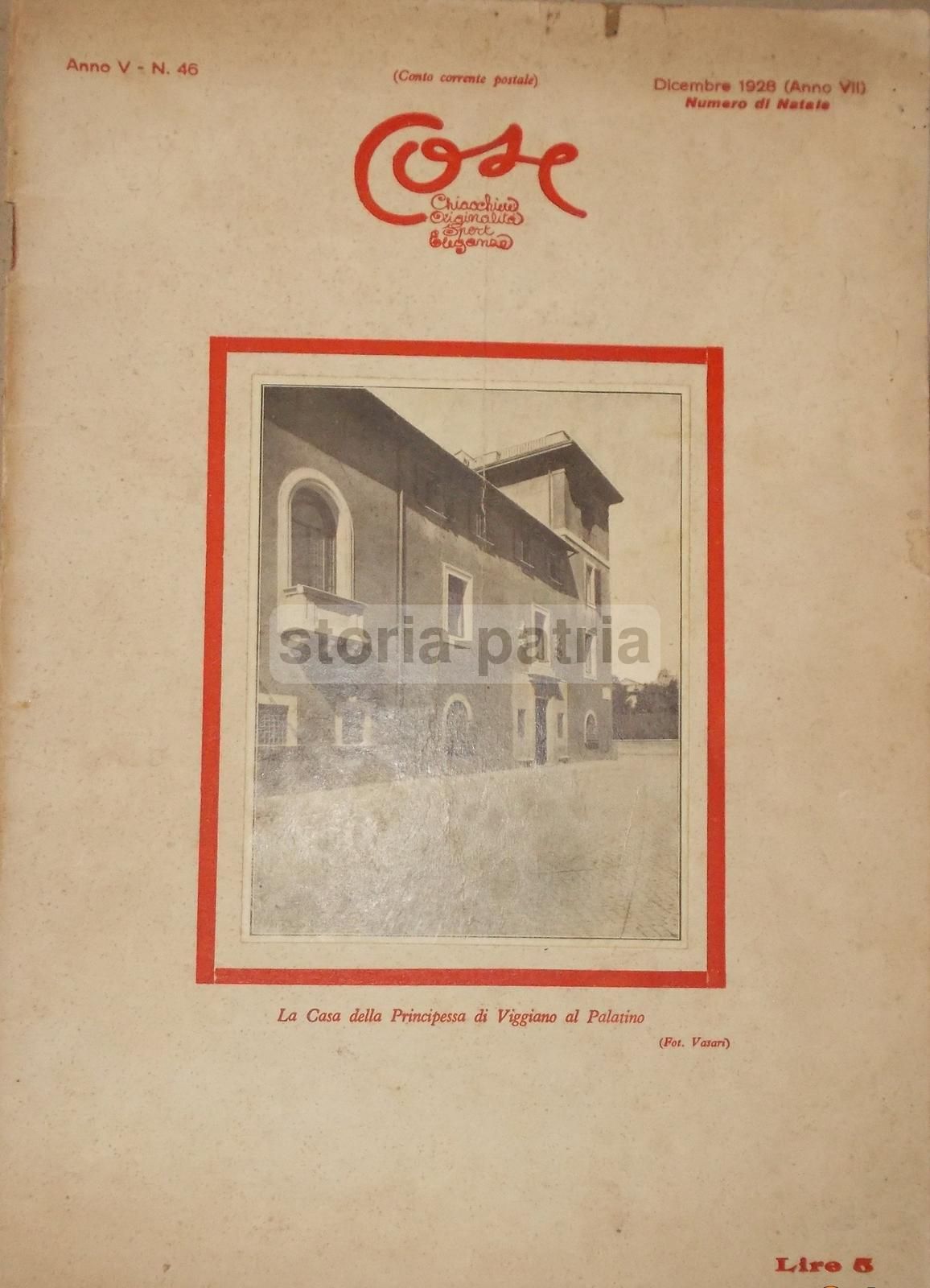 Rivista Cose: Roma, Dicembre 1928. Moda, Nobiltà E Arte