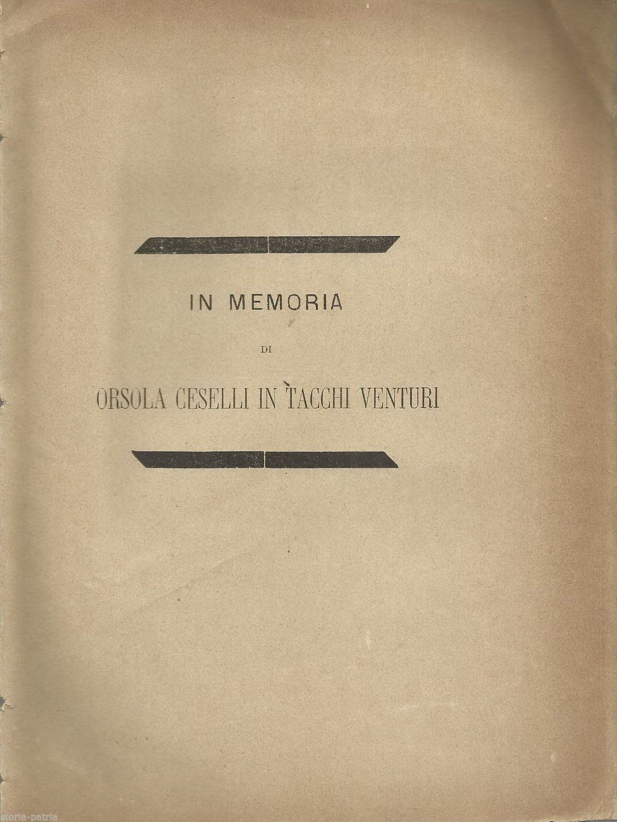 Necrologio Orsola Ceselli Tacchi Venturi, Roma 1887