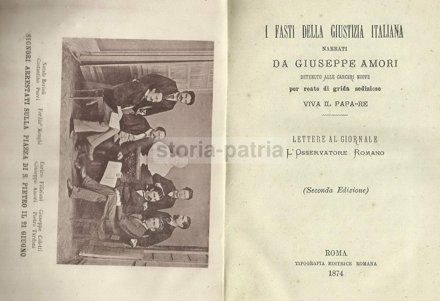 I Fasti Della Giustizia Italiana. Giuseppe Amori, Roma, 1874. Pio IX