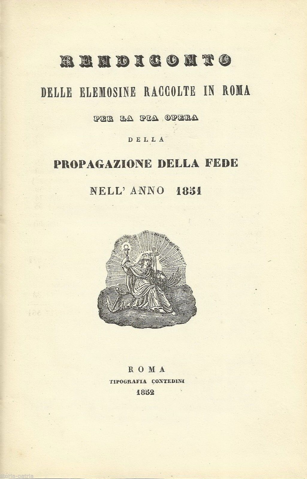 Rendiconto Delle Elemosine Per La Propagazione Della Fede, Roma 1851