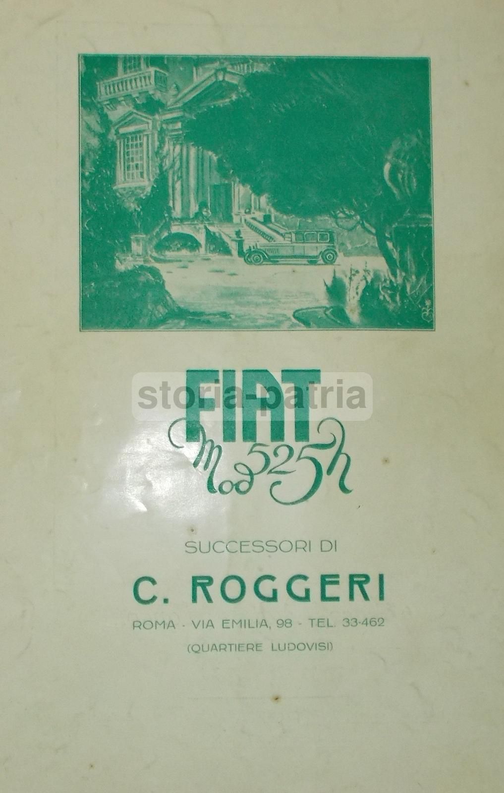 Stampa Pubblicitaria Fiat 525 Roggeri Roma Fabrizi Sartoria 1930