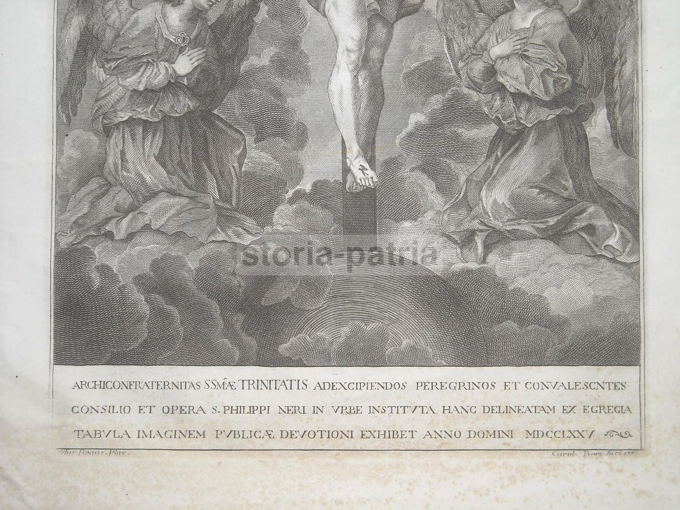 Incisione Santissima Trinità, San Filippo Neri, Roma, 1775