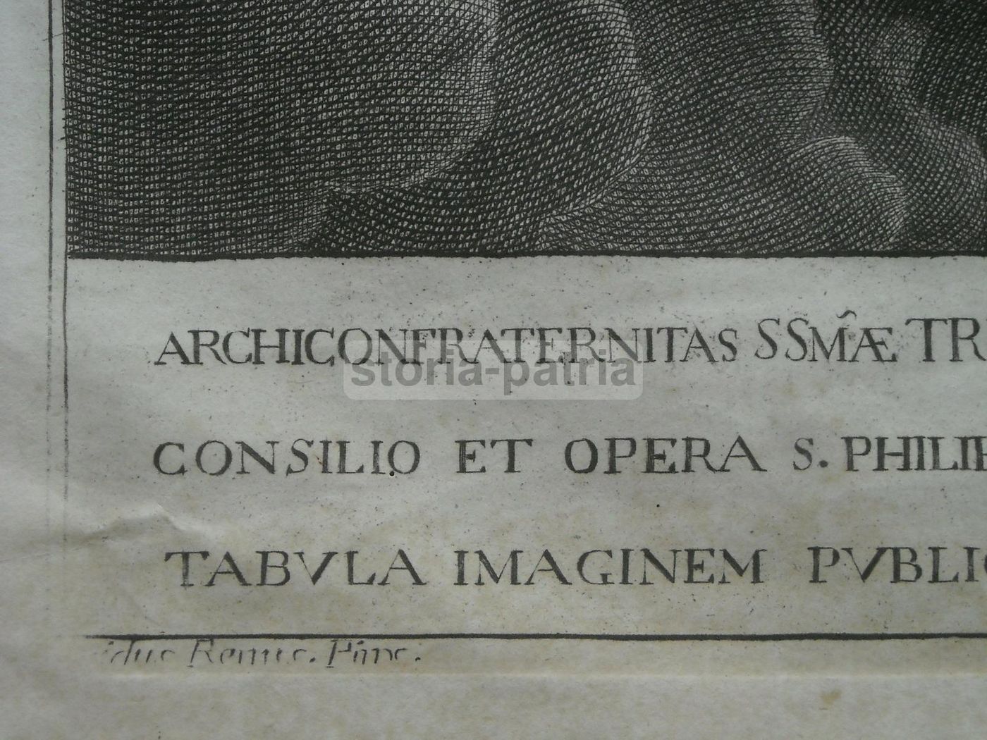 Incisione Santissima Trinità, San Filippo Neri, Roma, 1775