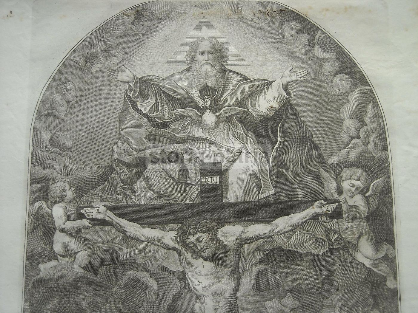 Incisione Santissima Trinità, San Filippo Neri, Roma, 1775