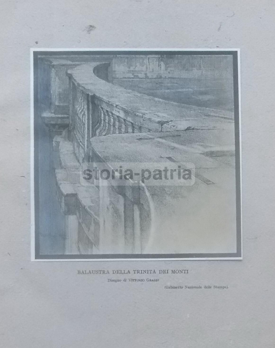 Stampa Antica: Balaustra Della Trinità Dei Monti, Roma. Vittorio Grassi