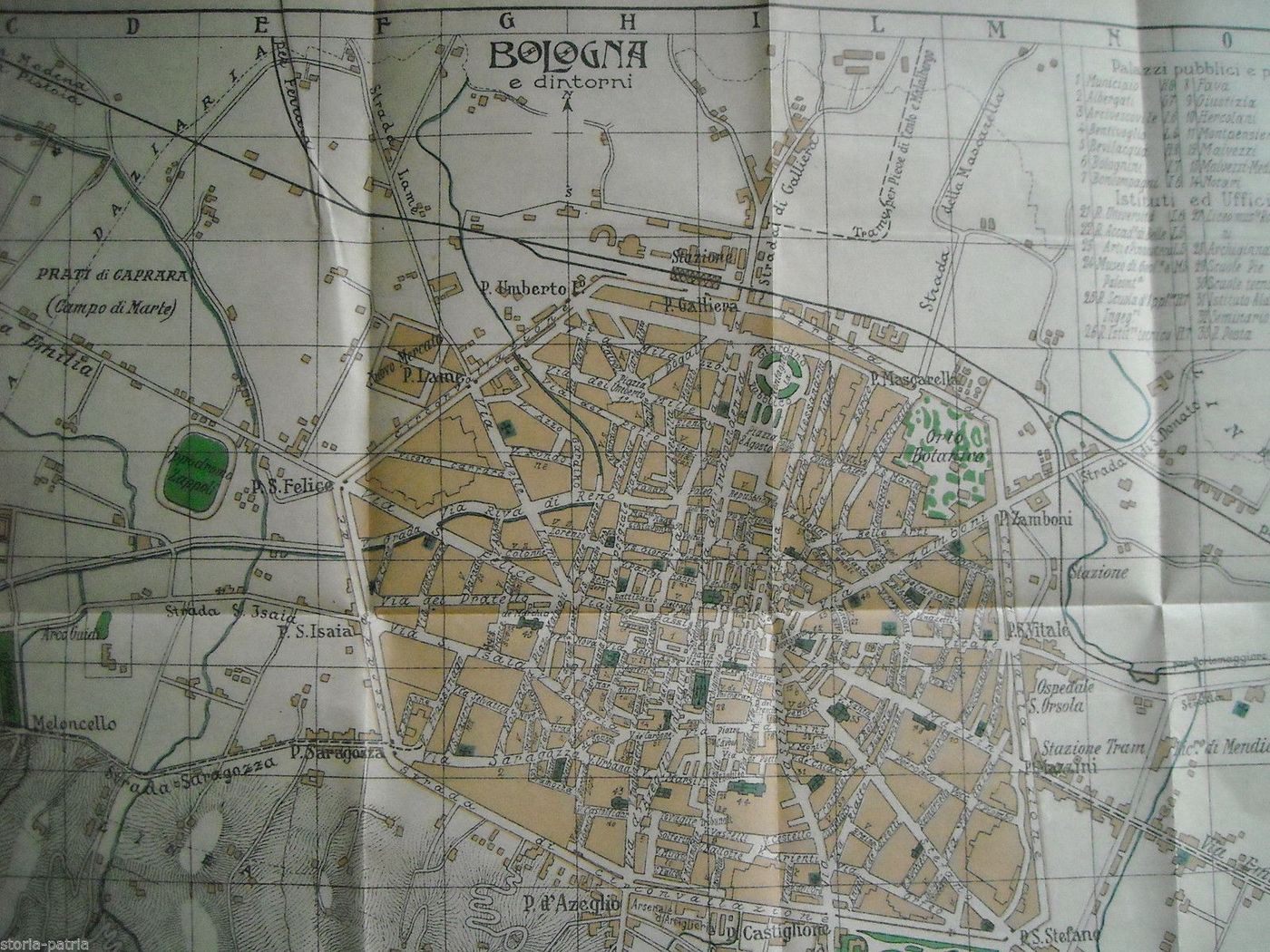 Mappa Topografica Antica Di Bologna E Dintorni, Treves 1915