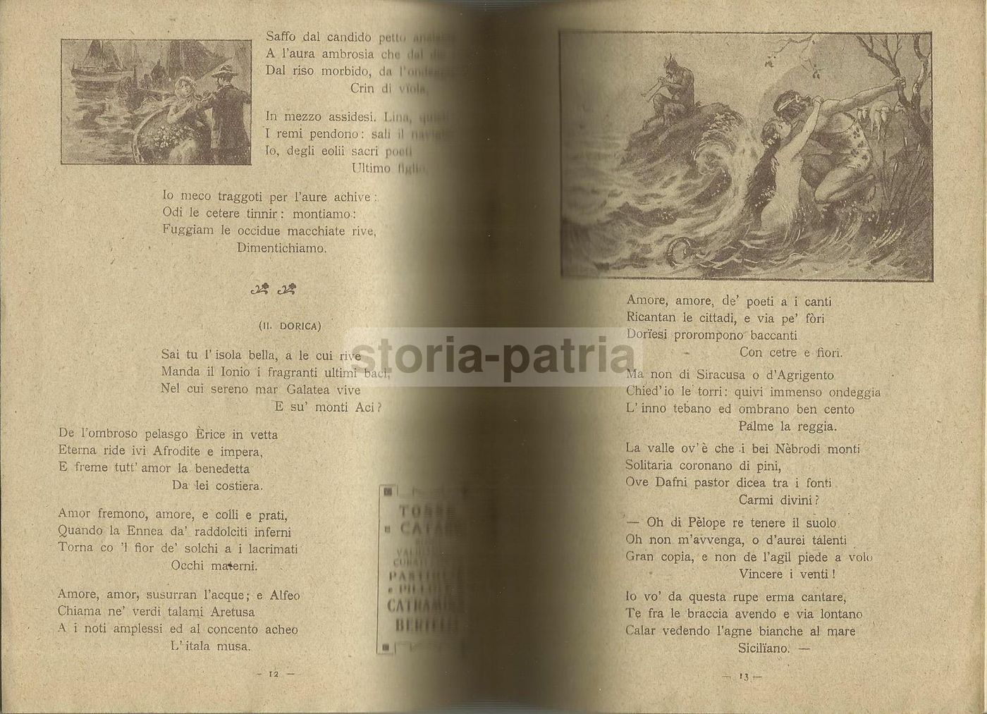 Carducci: Nuove Poesie. Pubblicità Bertelli Profumeria Liberty, 1900