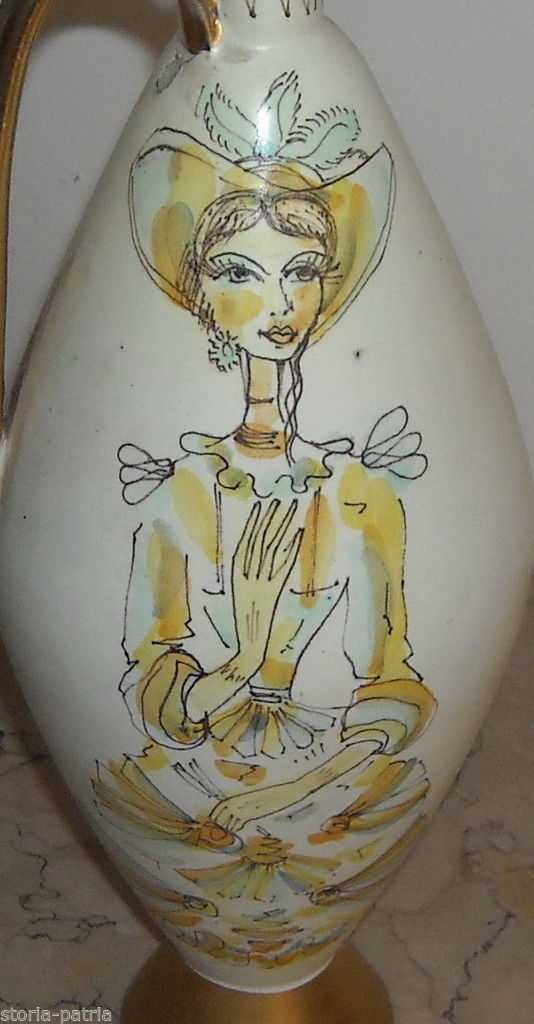 Bottiglia In Ceramica Dipinta Miramare R. (Rimini), Anni '50