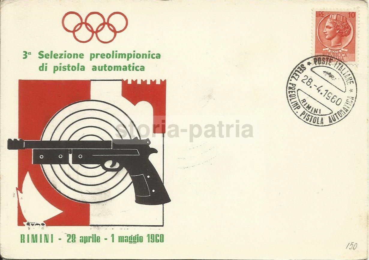 Cartolina Pubblicitaria Tiro Pistola Rimini 1960 Preolimpionica