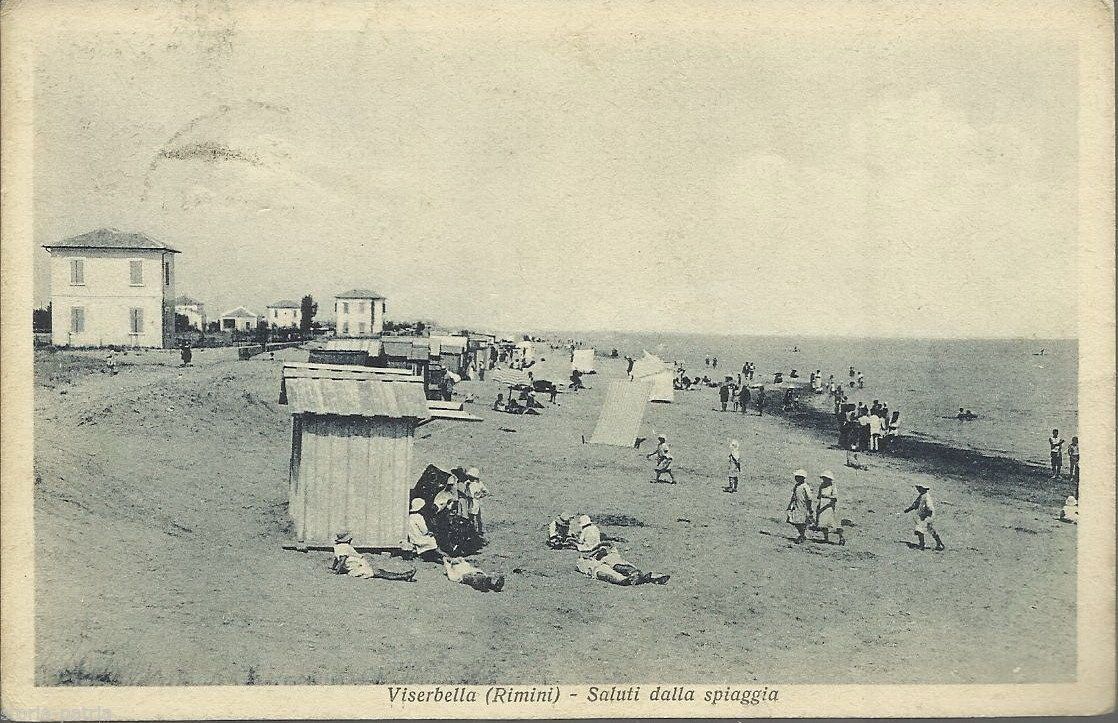 Cartolina Antica Viserbella Rimini Spiaggia Bagnanti 1929