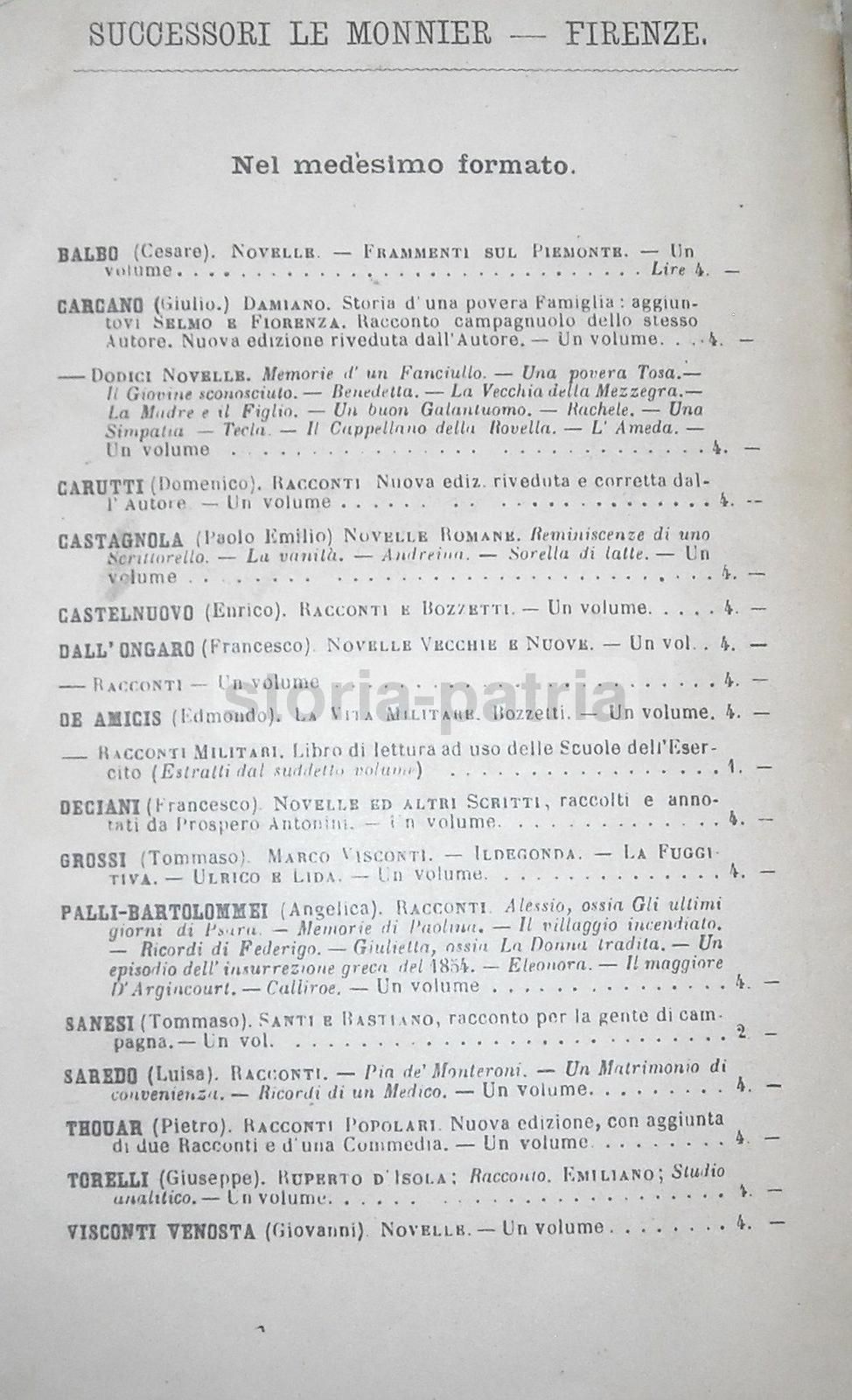 Rosalia Piatti, Novelle E Studi Dal Vero, Le Monnier, 1884