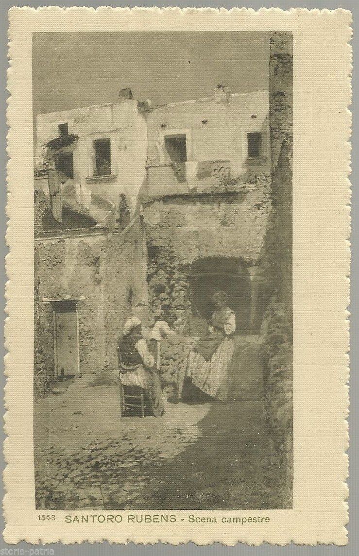 Cartolina Antica Rubens Santoro: Scena Campestre, Primo '900
