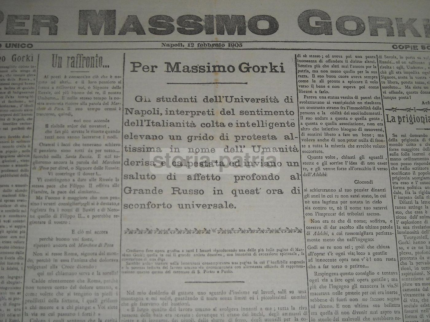 Per Massimo Gorki. Napoli, 1905. Numero Unico (Rivoluzione Russa)