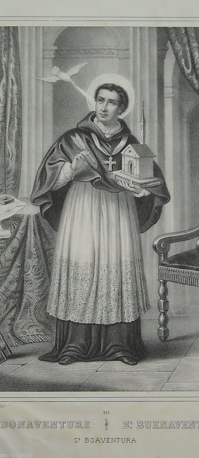 San Bonaventura: Litografia Antica Di Turgis, XIX Secolo, Bagnoregio