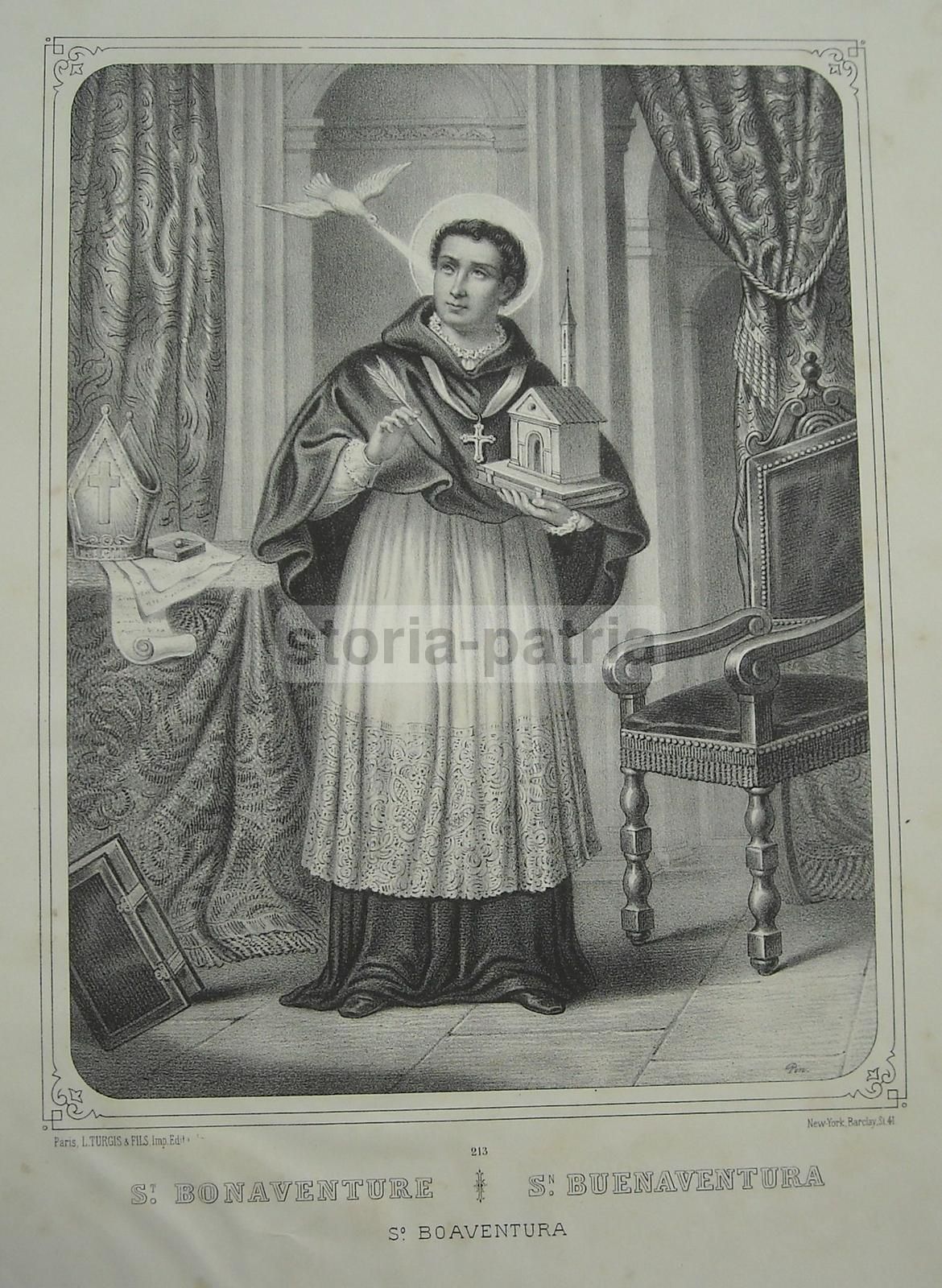 San Bonaventura: Litografia Antica Di Turgis, XIX Secolo, Bagnoregio