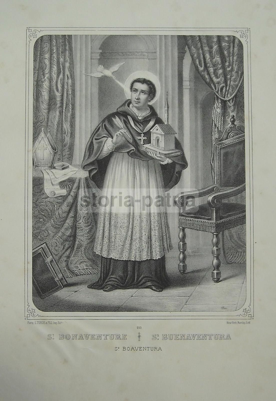 San Bonaventura: Litografia Antica Di Turgis, XIX Secolo, Bagnoregio