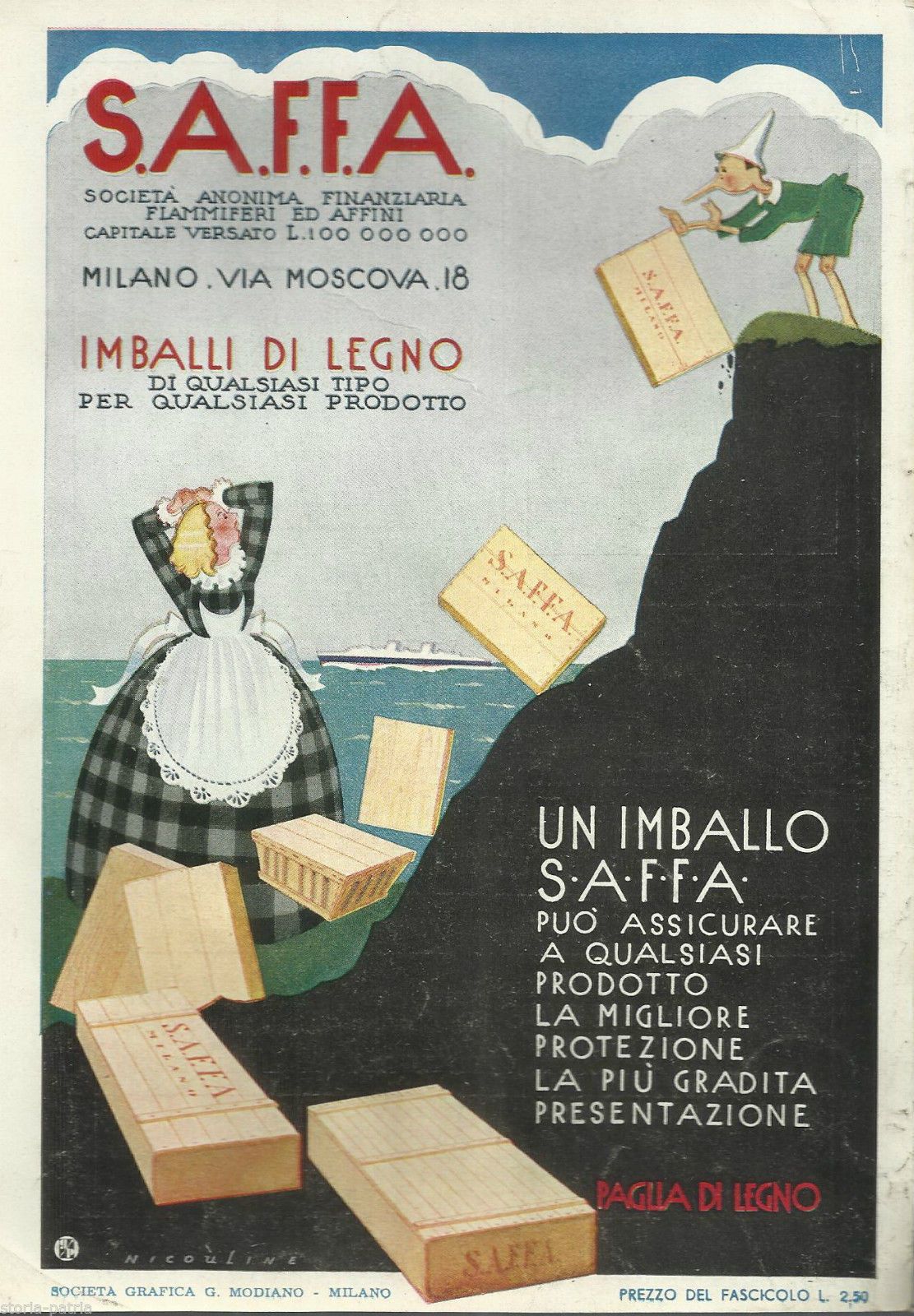 Pubblicità S.A.F.F.A. Pinocchio, Vsevolod Nicouline, 1936